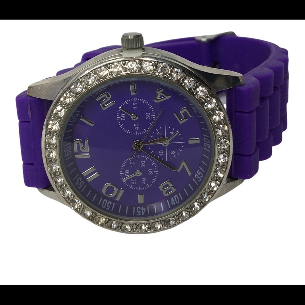 Darice Purple and silver watch with silicone adjustable band